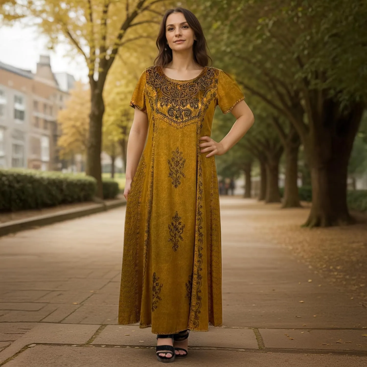 Agan Traders Women's 2025 Spring Sleeveless Maxi Dress for Women - Short Sleeve Embroidered Long Sun Dress Gown