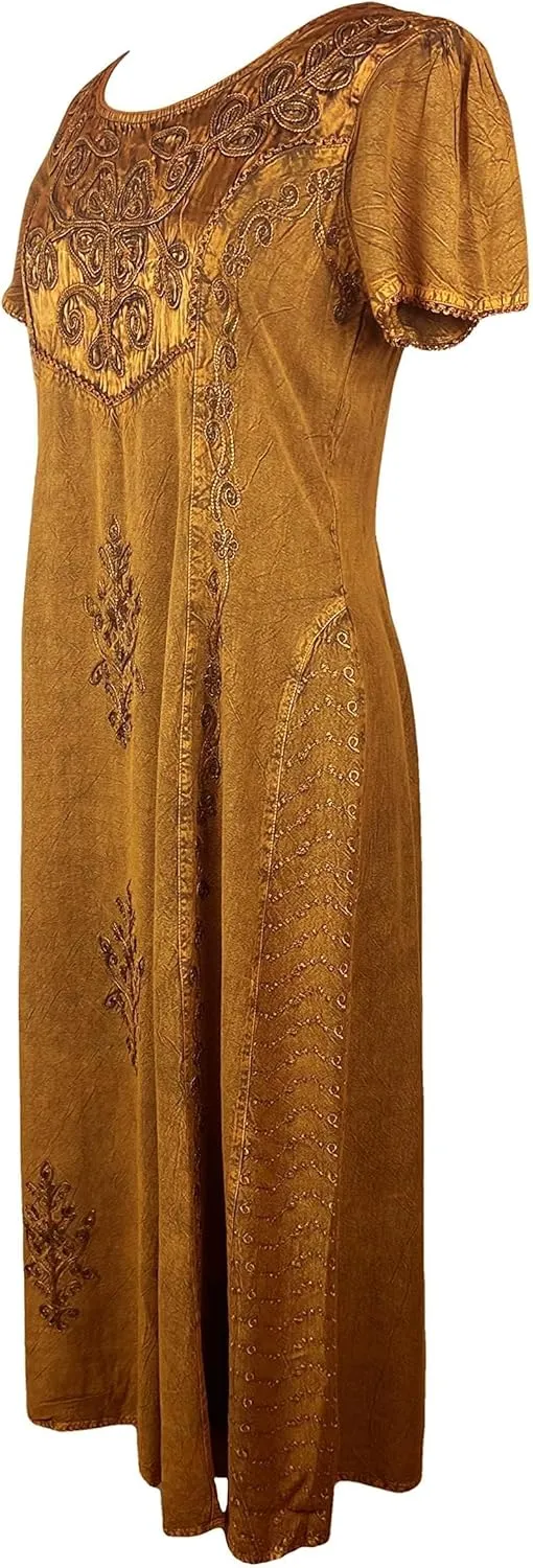 Agan Traders Women's 2025 Spring Sleeveless Maxi Dress for Women - Short Sleeve Embroidered Long Sun Dress Gown