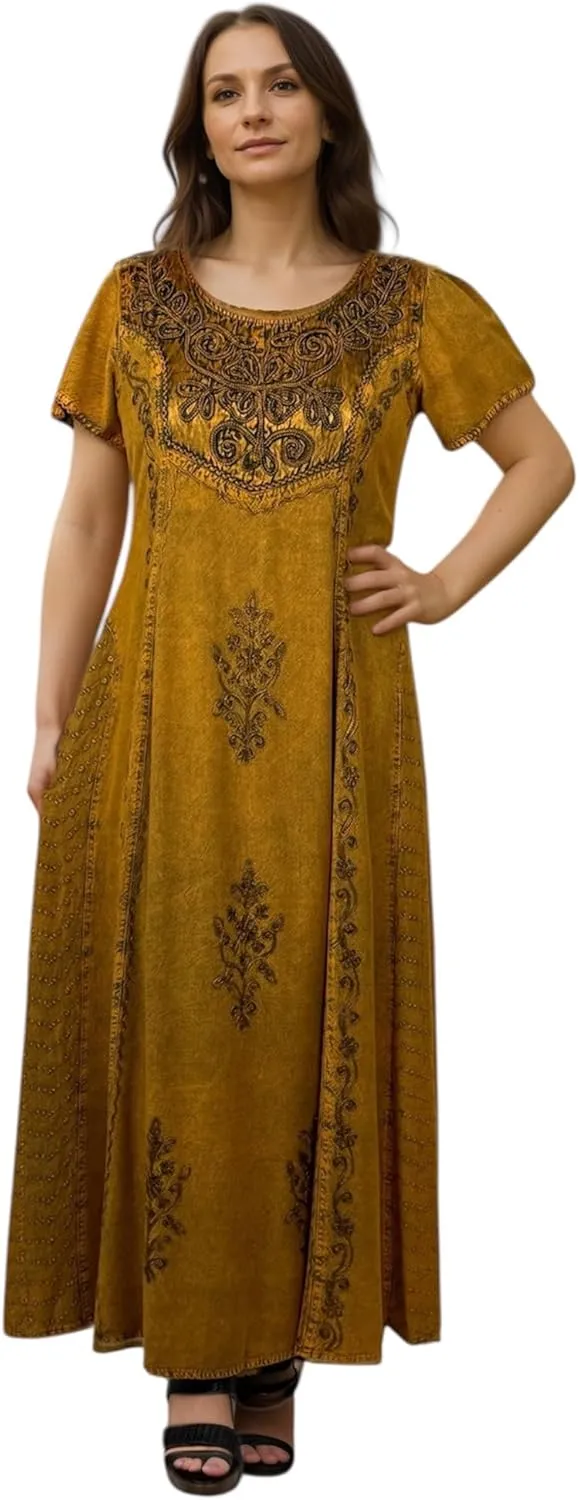 Agan Traders Women's 2025 Spring Sleeveless Maxi Dress for Women - Short Sleeve Embroidered Long Sun Dress Gown