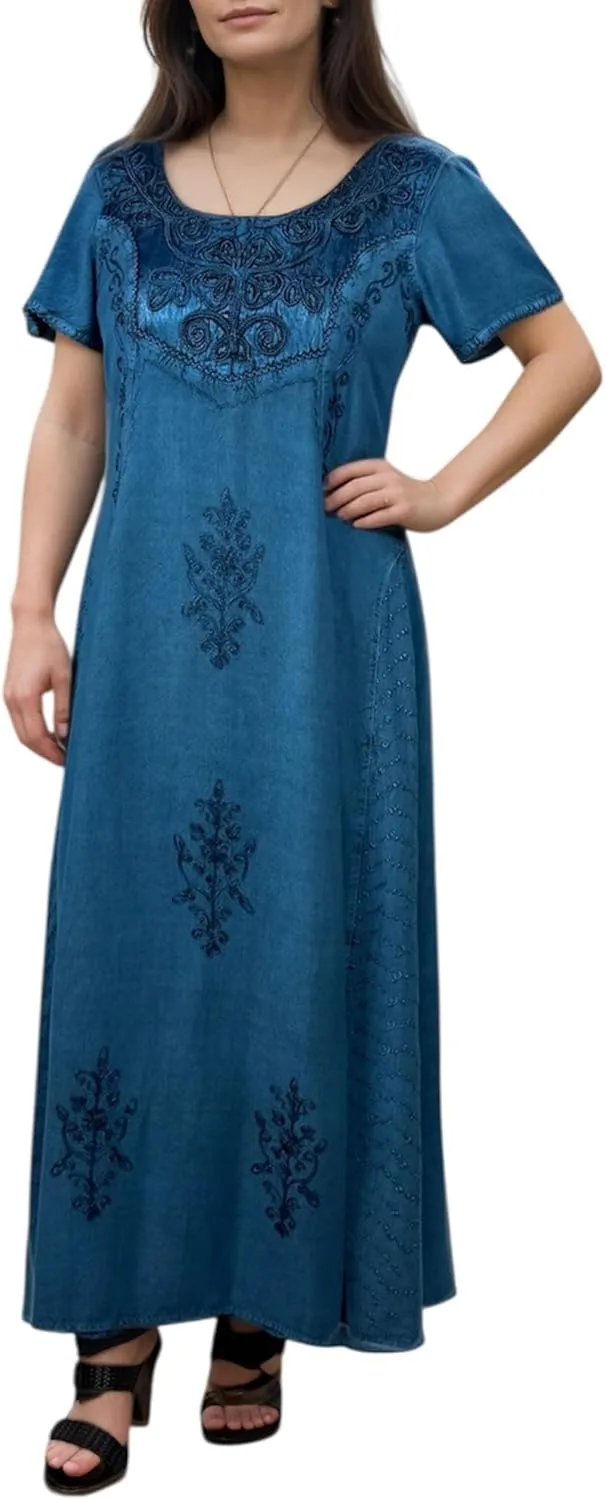 Agan Traders Women's 2025 Spring Sleeveless Maxi Dress for Women - Short Sleeve Embroidered Long Sun Dress Gown
