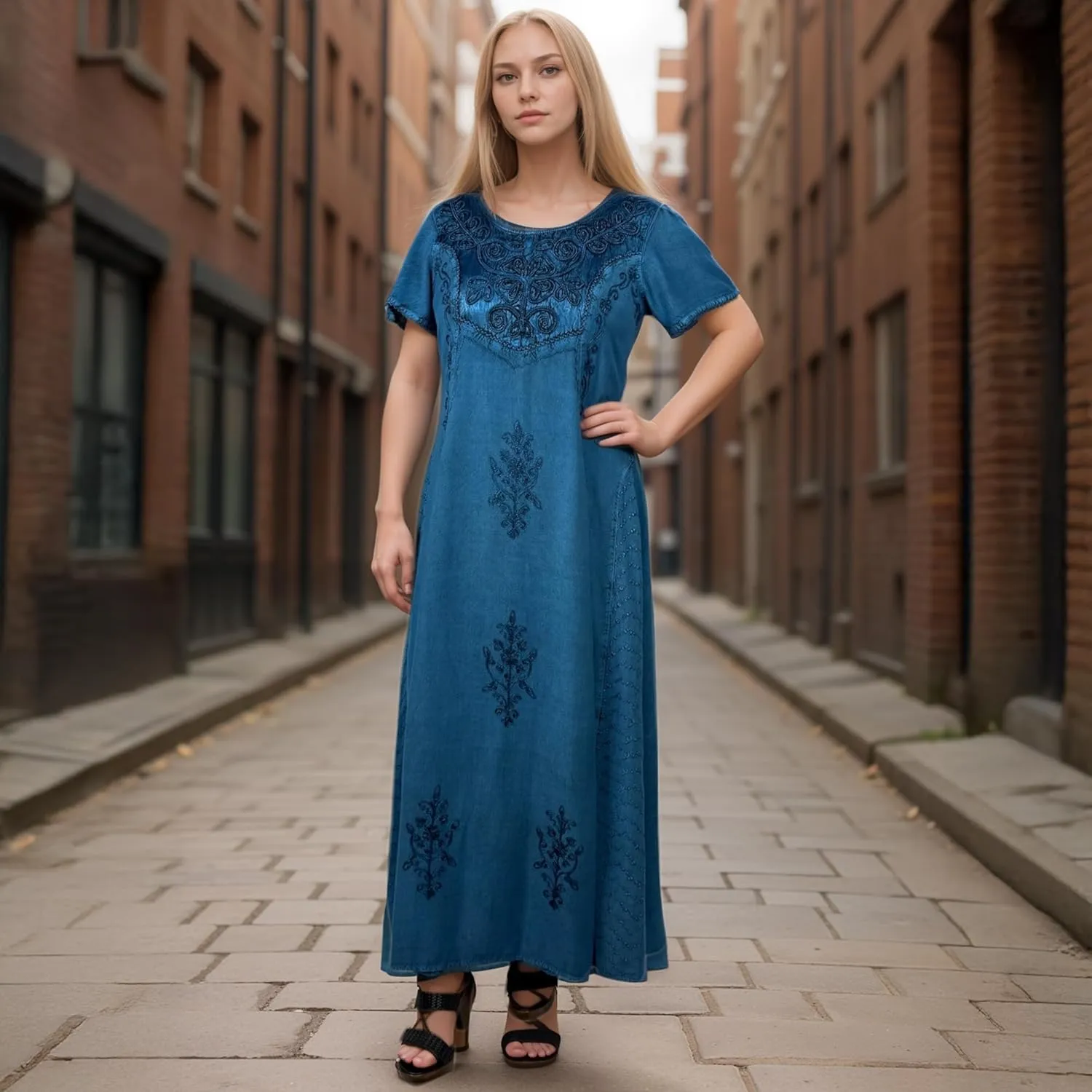Agan Traders Women's 2025 Spring Sleeveless Maxi Dress for Women - Short Sleeve Embroidered Long Sun Dress Gown