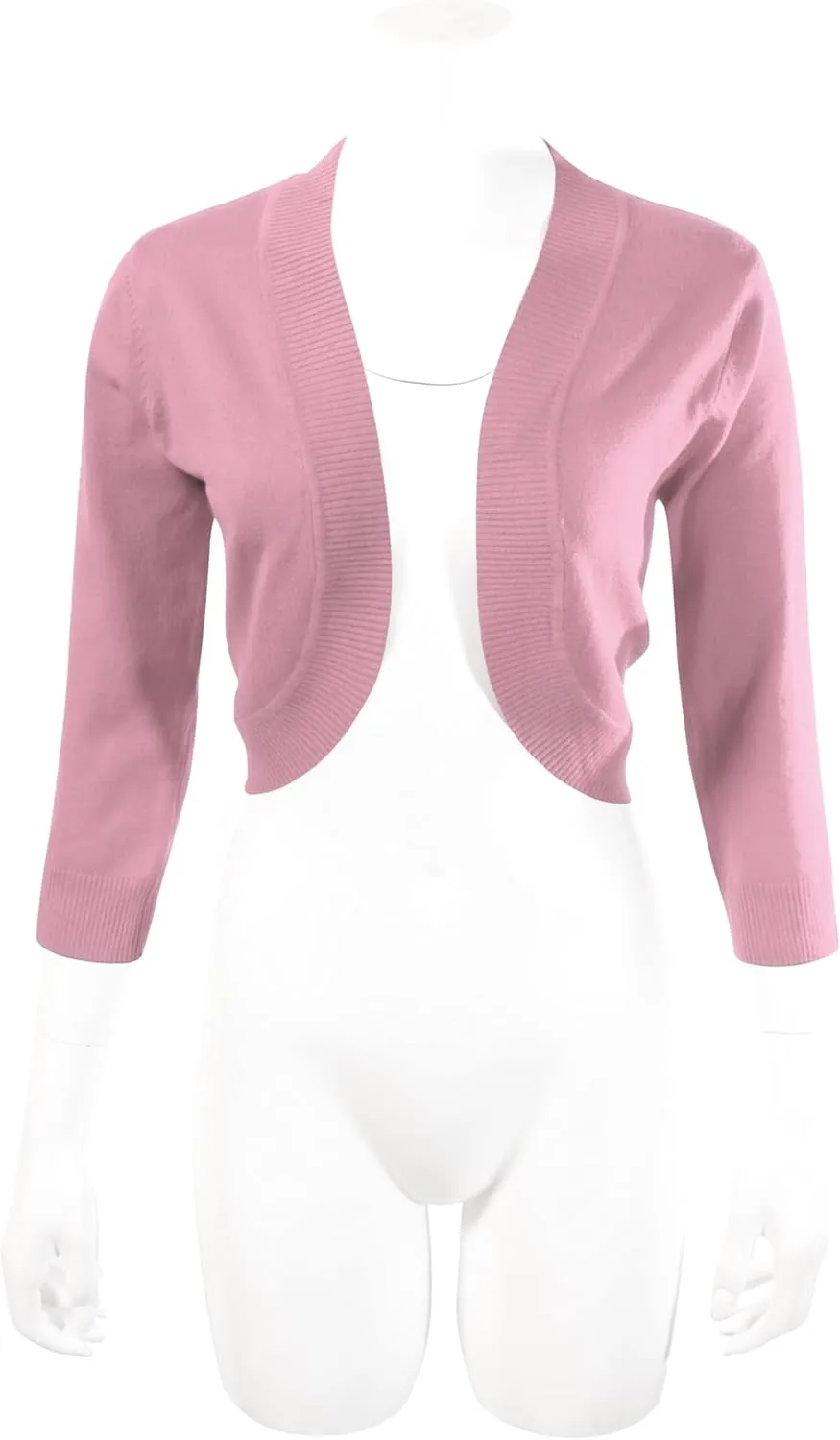 Allsense Women's 3/4 Sleeve V-Neck Cropped Bolero Shrug Cardigan