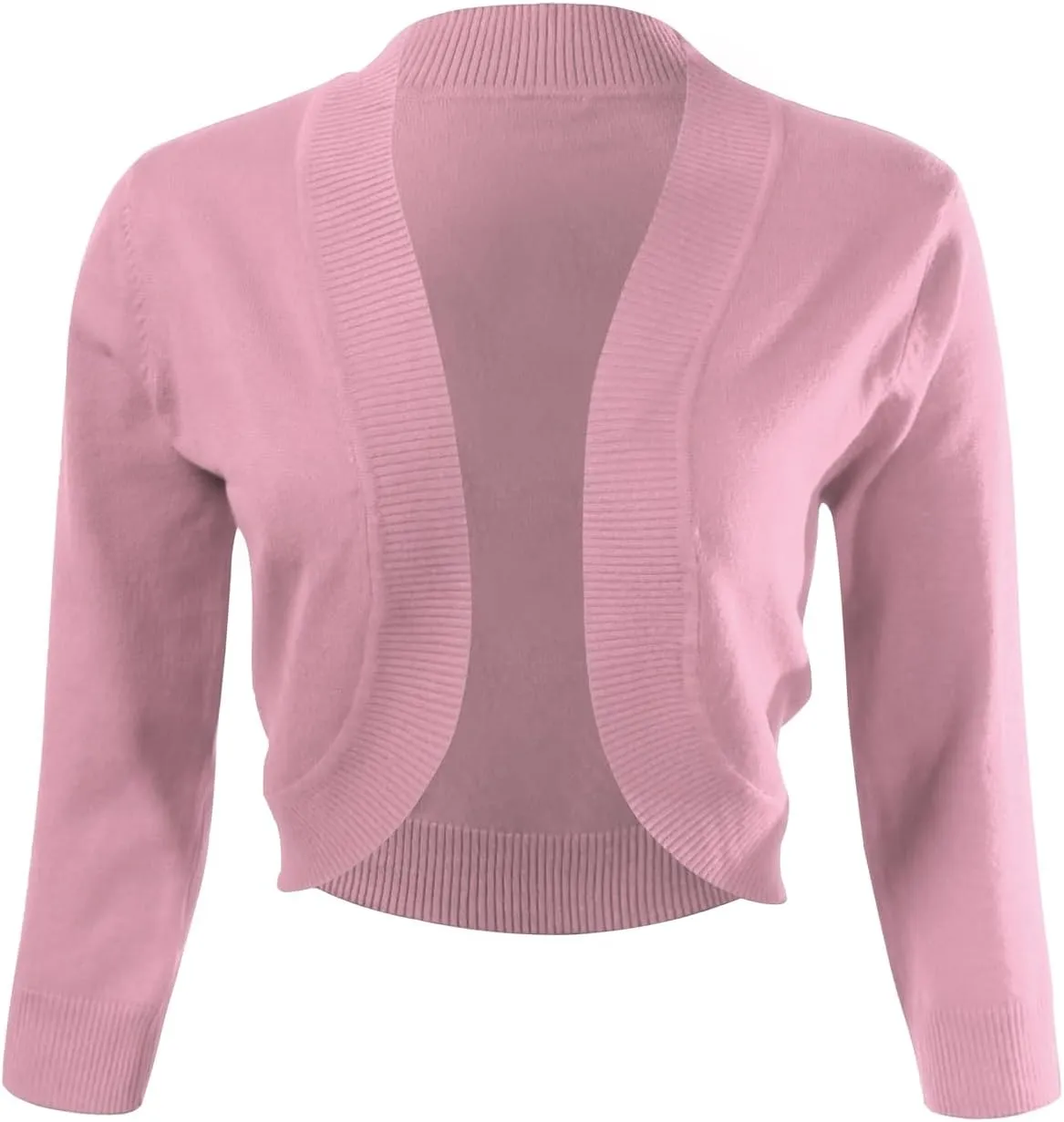 Allsense Women's 3/4 Sleeve V-Neck Cropped Bolero Shrug Cardigan
