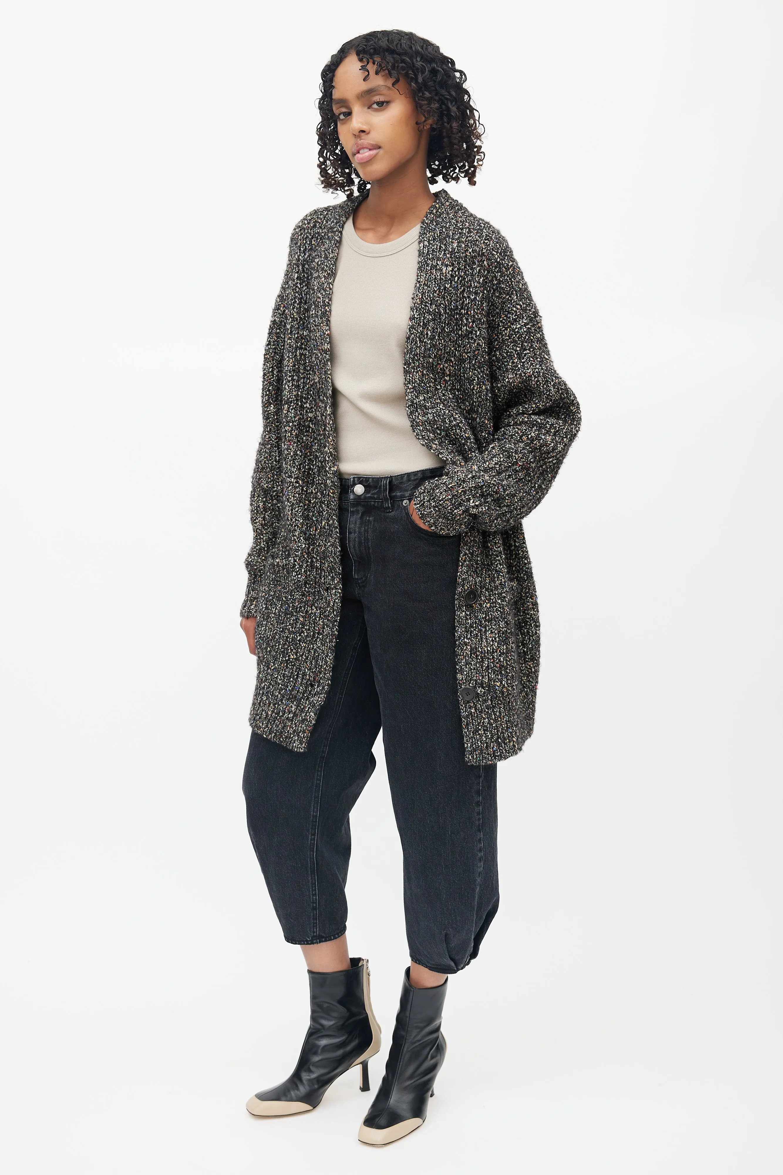 Black Asymmetrical Tapered Cropped Jeans