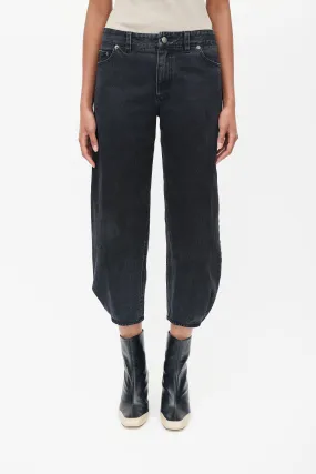 Black Asymmetrical Tapered Cropped Jeans