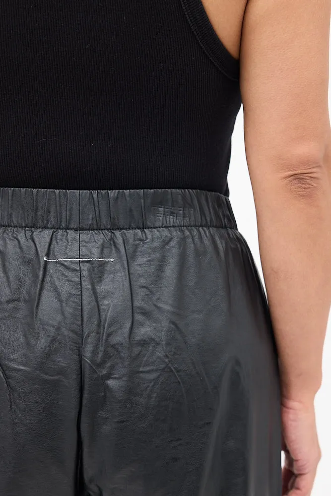 Black Faux Leather Tapered Trouser