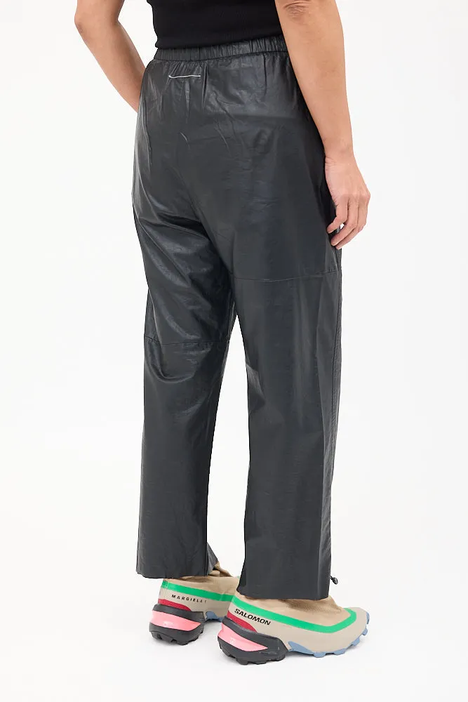 Black Faux Leather Tapered Trouser