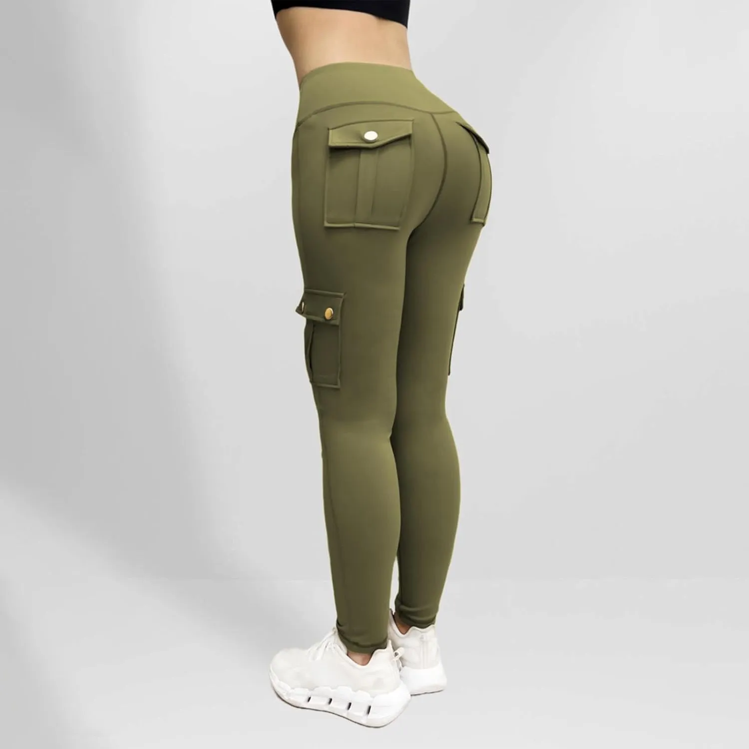 Cargo Leggings for Women with Multi Pockets High Waisted Workout Yoga Pants Elastic Compression Gym Parachute Pants