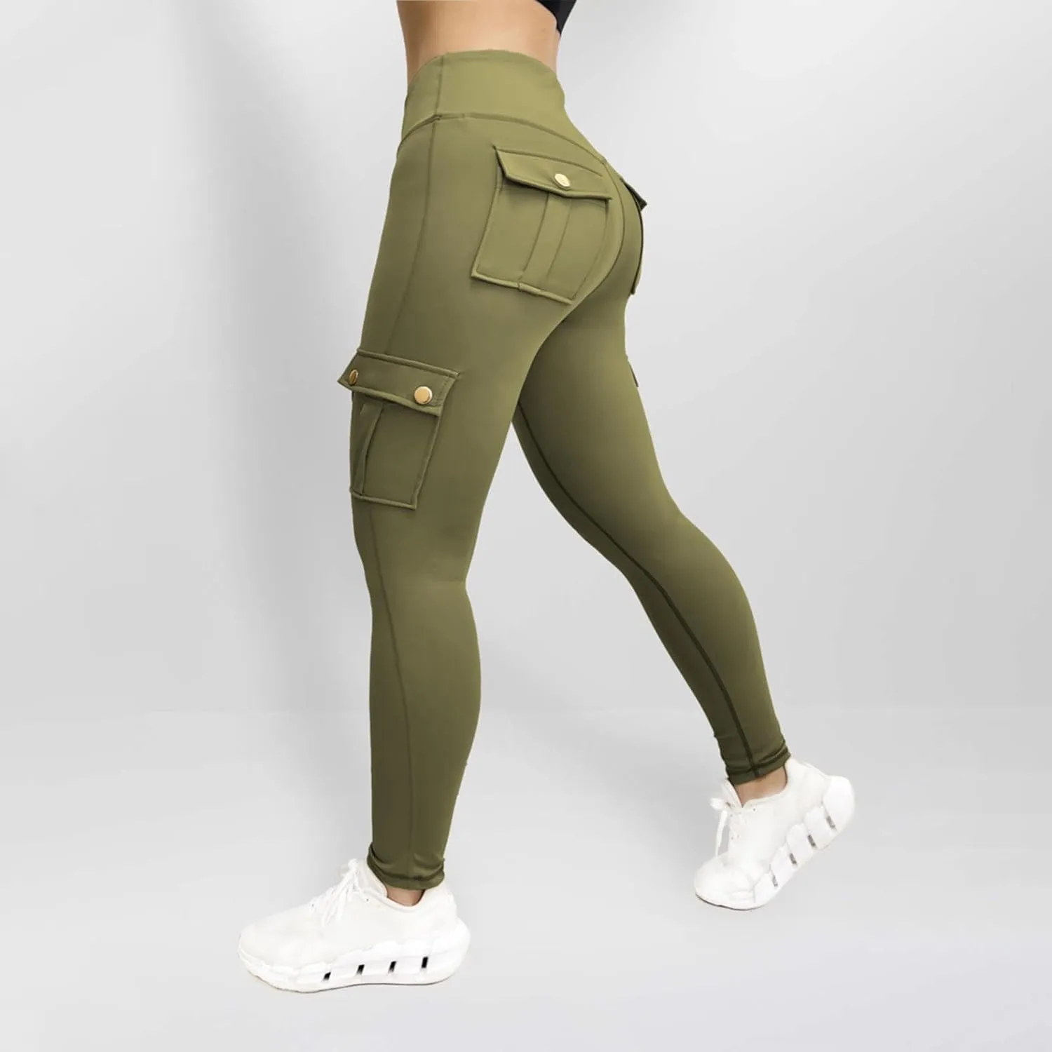 Cargo Leggings for Women with Multi Pockets High Waisted Workout Yoga Pants Elastic Compression Gym Parachute Pants