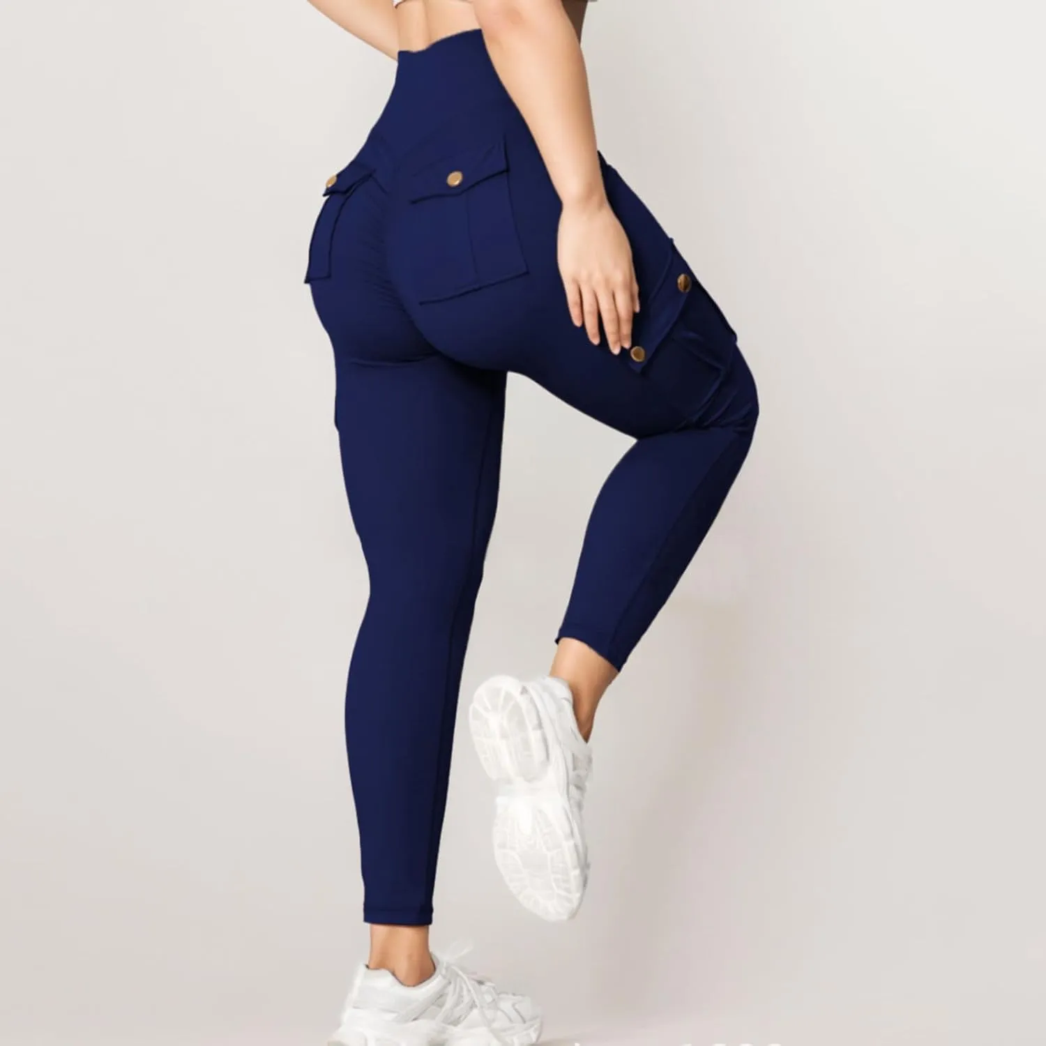 Cargo Leggings for Women with Multi Pockets High Waisted Workout Yoga Pants Elastic Compression Gym Parachute Pants
