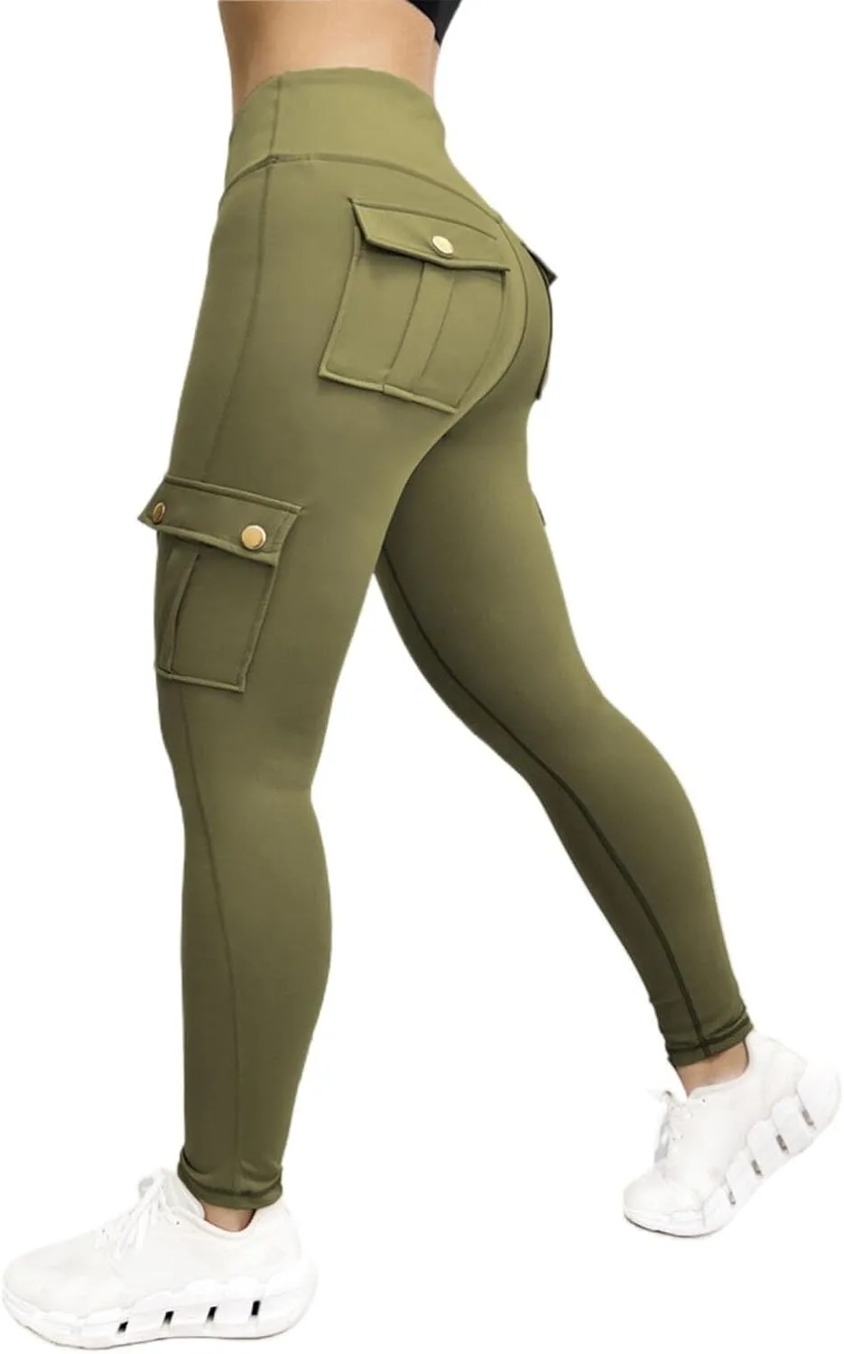 Cargo Leggings for Women with Multi Pockets High Waisted Workout Yoga Pants Elastic Compression Gym Parachute Pants