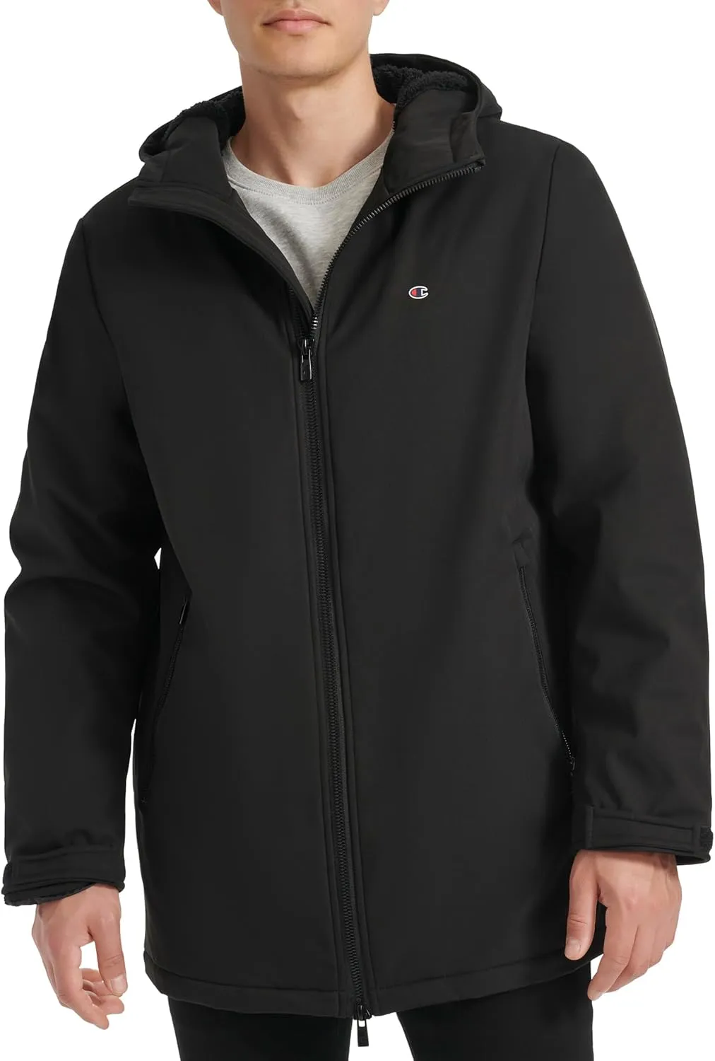 Champion Men's Mid-Length Soft Shell Performance Jacket with Sherpa Lining
