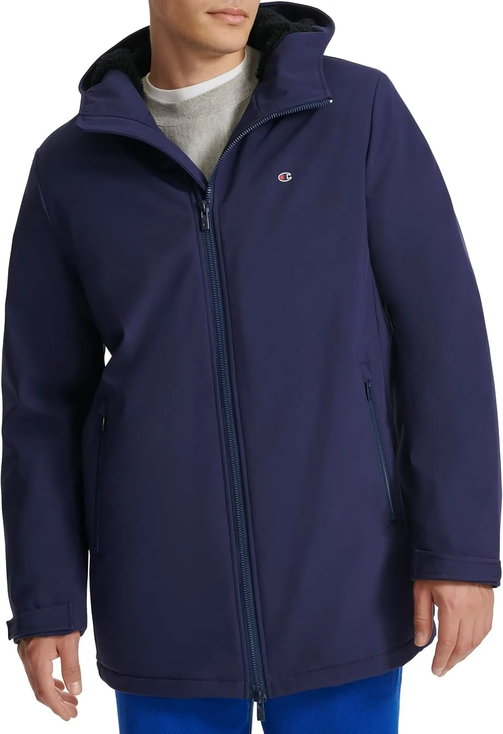 Champion Men's Mid-Length Soft Shell Performance Jacket with Sherpa Lining