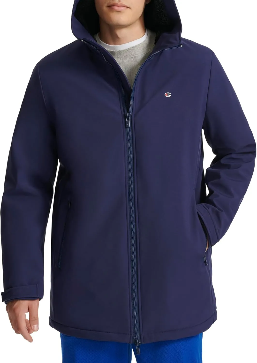 Champion Men's Mid-Length Soft Shell Performance Jacket with Sherpa Lining