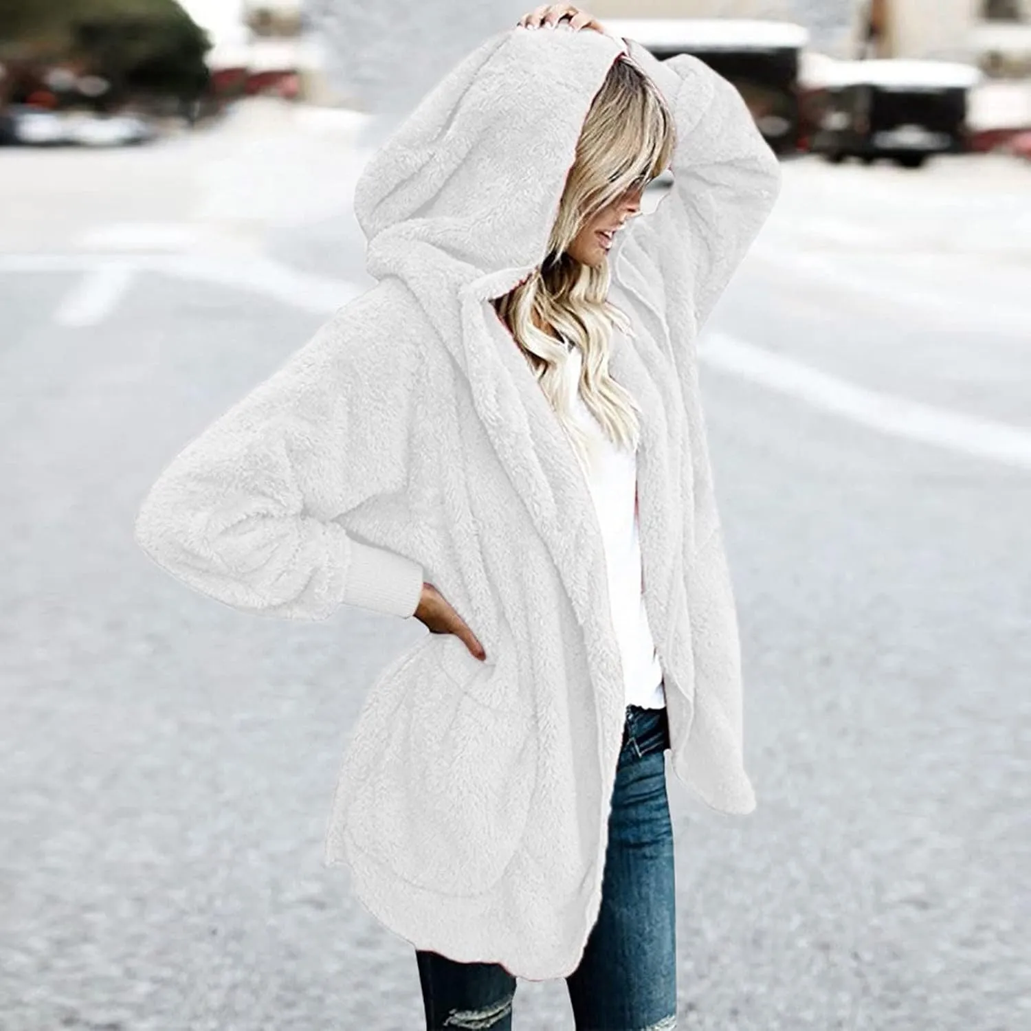 ChicCrate 2025 Women's Winter Faux Fur Coats Long Sleeve Fuzzy Fleece Sherpa Jacket Casual Trendy Clothes Warm Cozy Outerwear