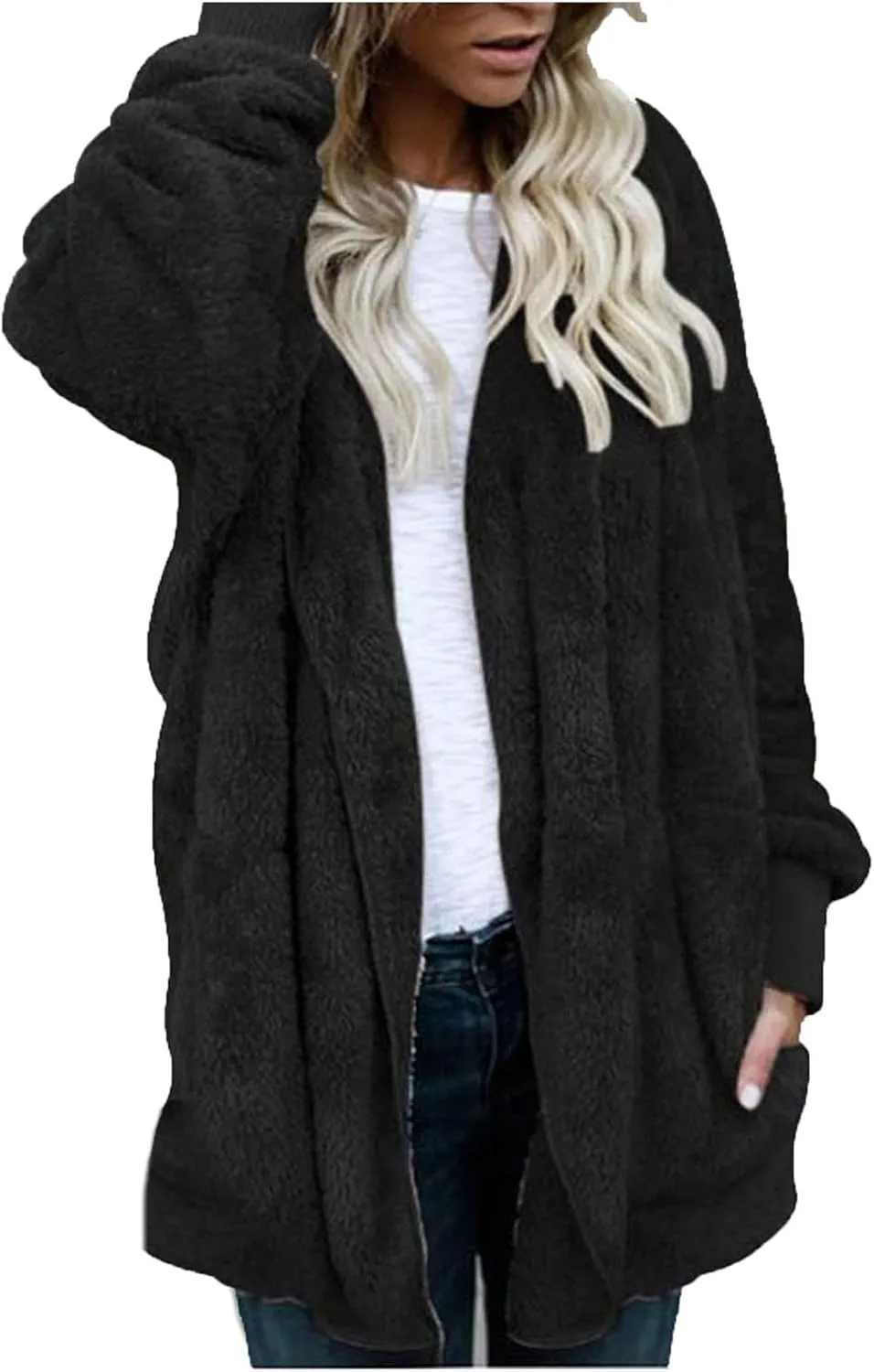 ChicCrate 2025 Women's Winter Faux Fur Coats Long Sleeve Fuzzy Fleece Sherpa Jacket Casual Trendy Clothes Warm Cozy Outerwear