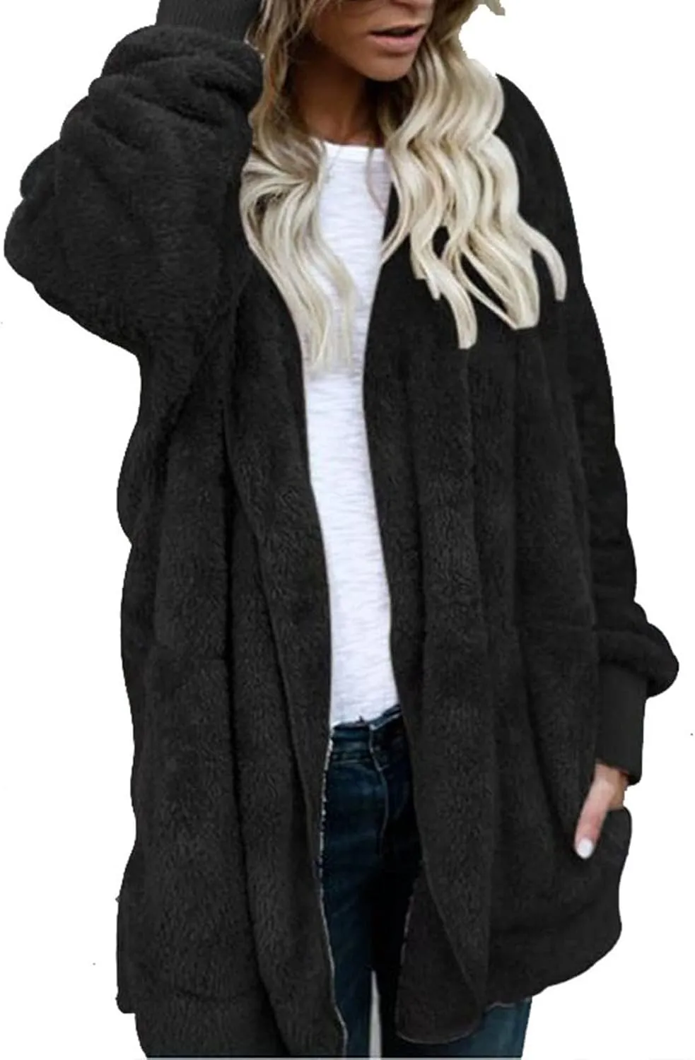 ChicCrate 2025 Women's Winter Faux Fur Coats Long Sleeve Fuzzy Fleece Sherpa Jacket Casual Trendy Clothes Warm Cozy Outerwear