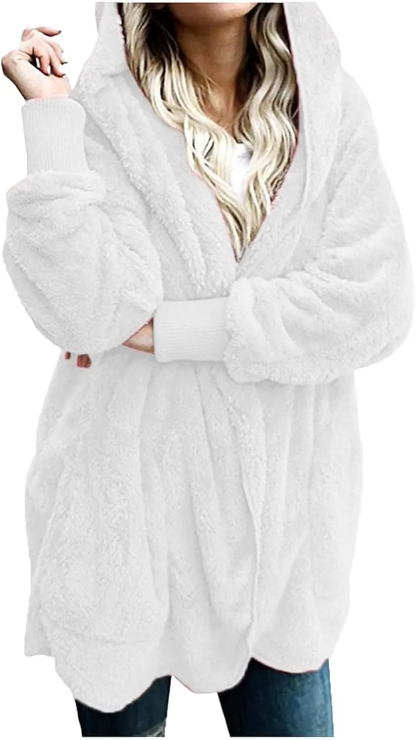 ChicCrate 2025 Women's Winter Faux Fur Coats Long Sleeve Fuzzy Fleece Sherpa Jacket Casual Trendy Clothes Warm Cozy Outerwear