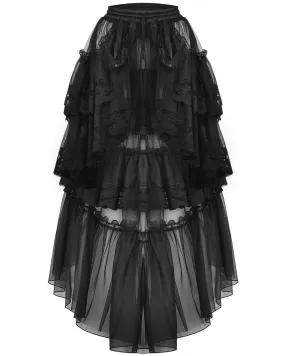 Dark In Love Womens Regency Gothic Courtesan Layered Mesh & Lace Midi Skirt