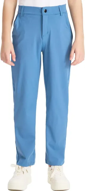 DEVOROPA Youth Boys Golf Pants Stretch Flat Front Dress Athletic Casual Pants School Uniform Chino Twill Pants Pockets