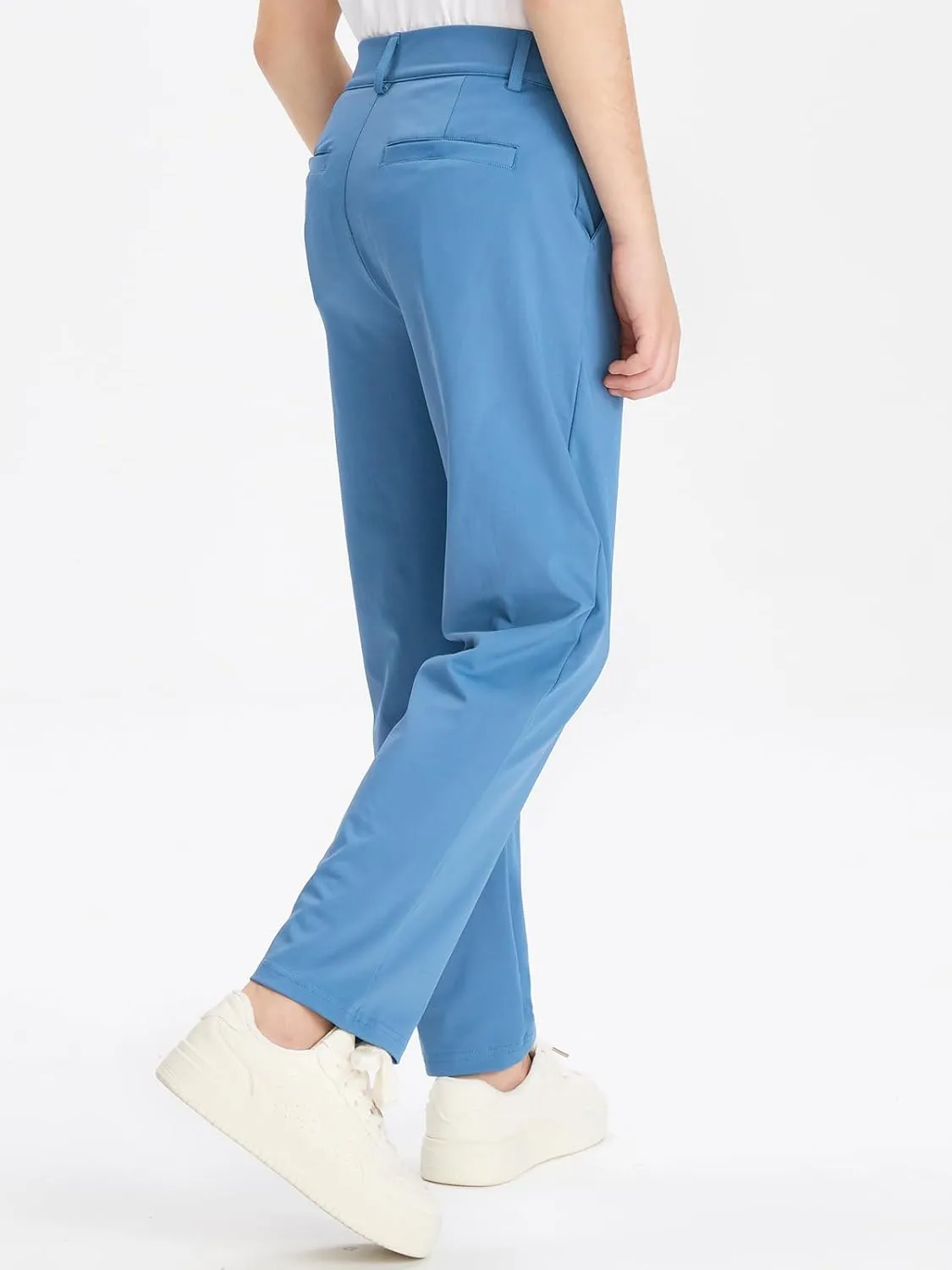 DEVOROPA Youth Boys Golf Pants Stretch Flat Front Dress Athletic Casual Pants School Uniform Chino Twill Pants Pockets
