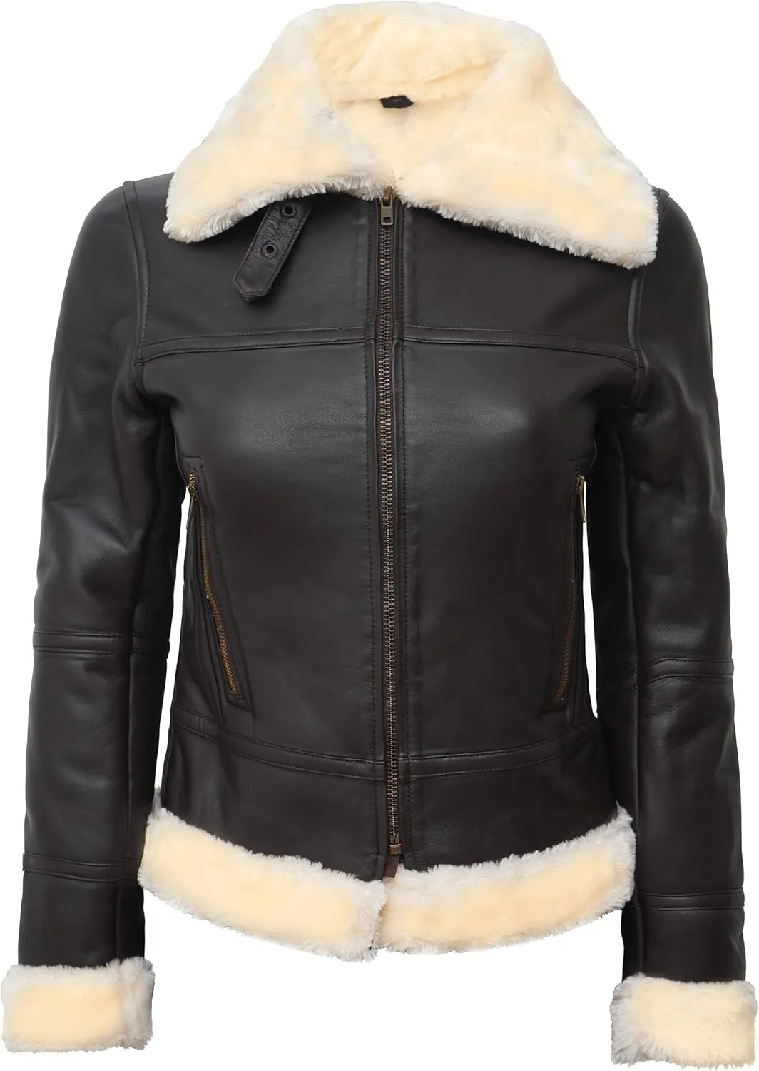 fjackets Leather Sherpa Jacket Womens - Real Lambskin Shearling Jackets For Women