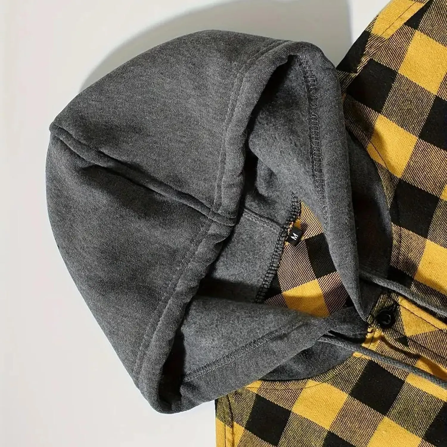Flannel Hoodie Shirt for Men Casual Button Down Plaid Shirt Jacket Classic Drawstring Long Sleeve Shacket Coats
