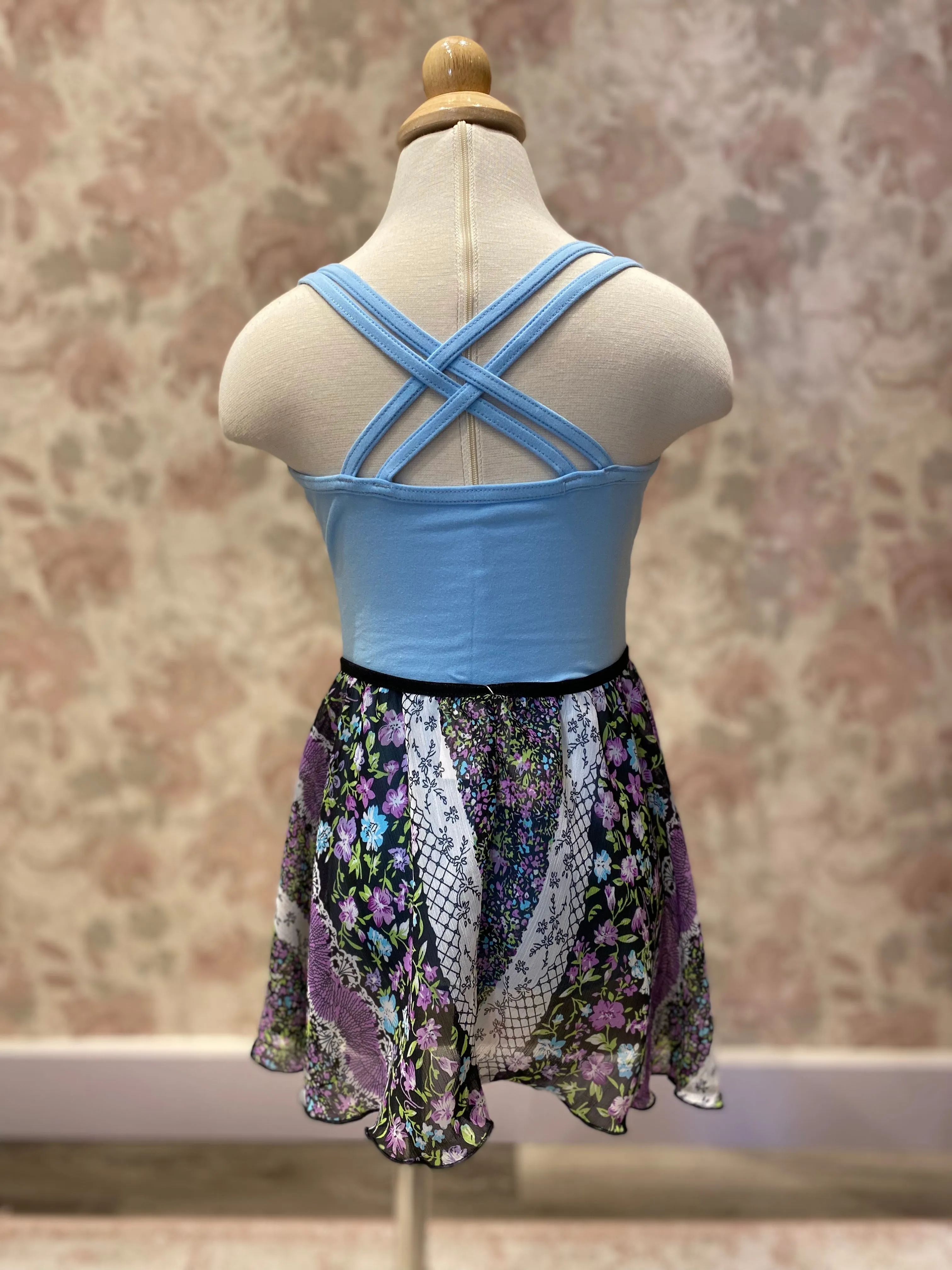 Girls Purple Floral Pull On Skirt