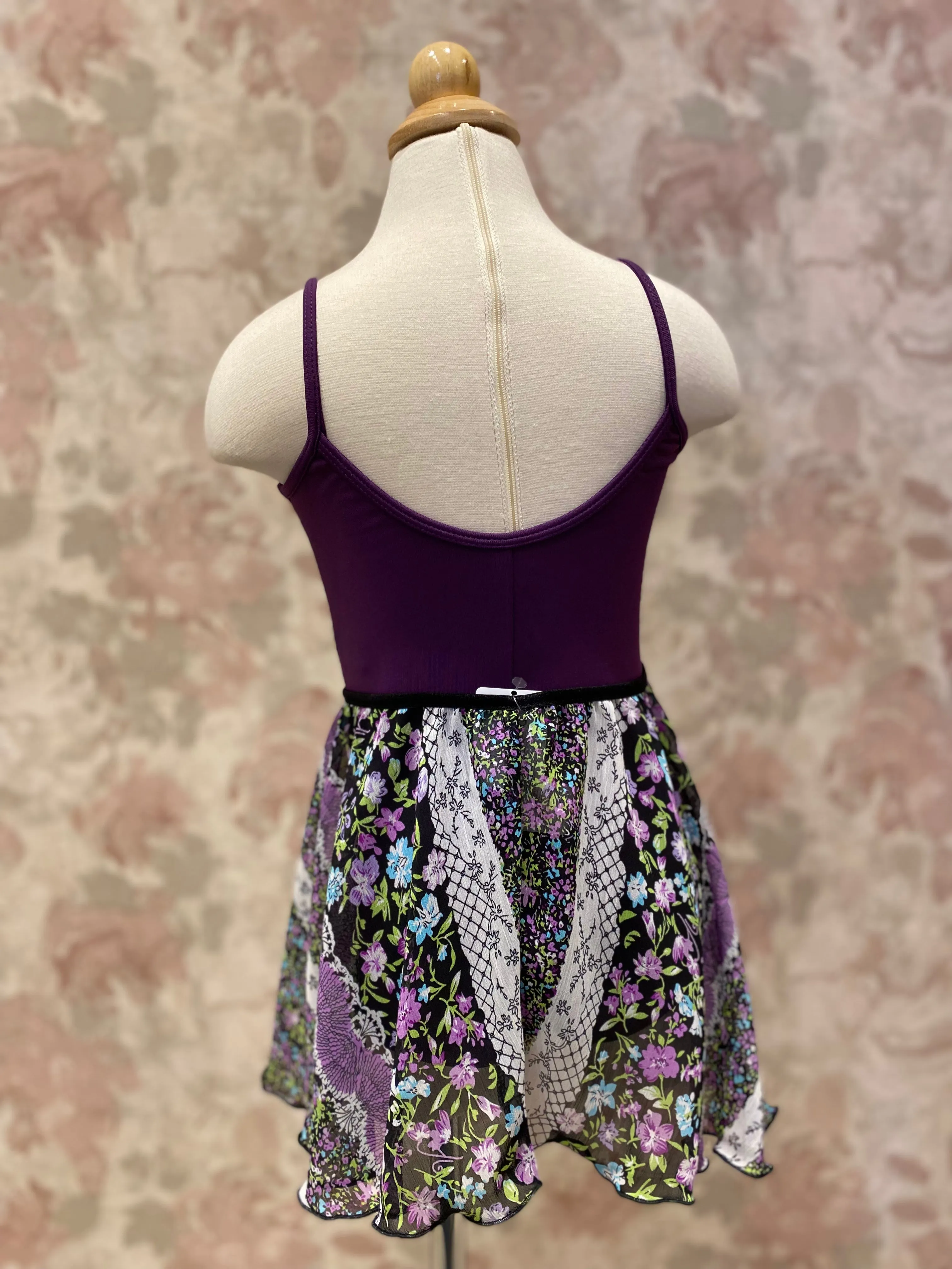 Girls Purple Floral Pull On Skirt