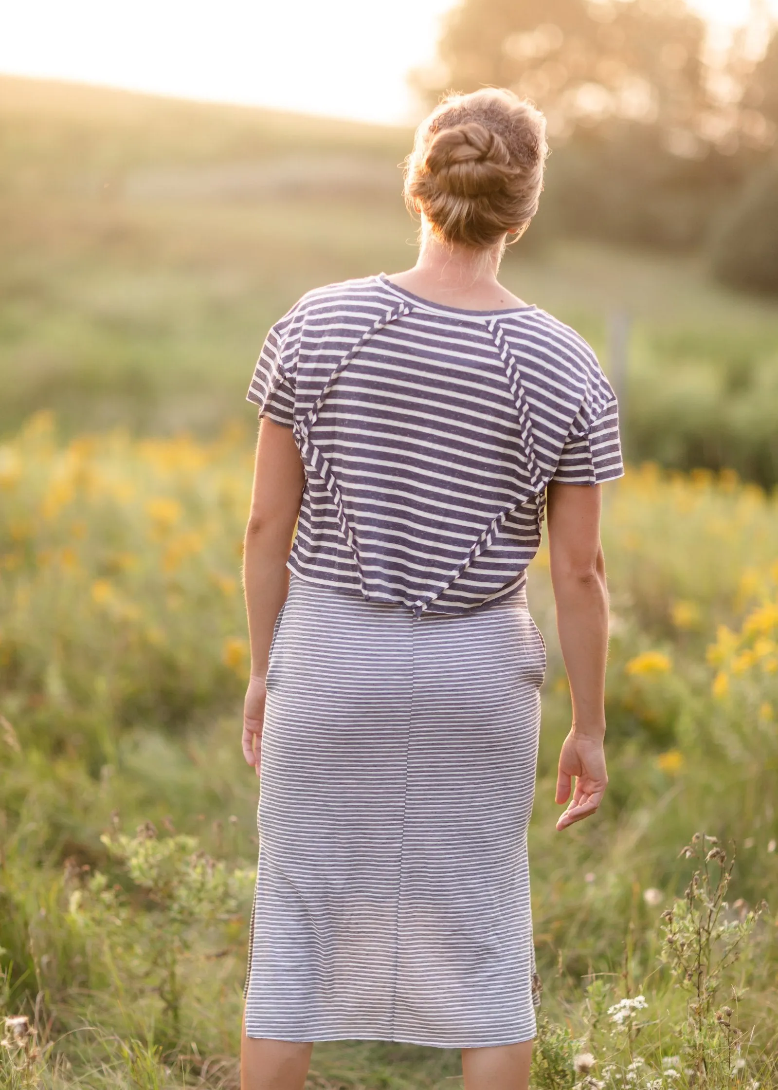 Gray Layered Midi Stripe Knit Dress - FINAL SALE