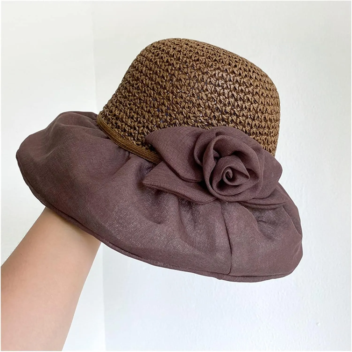 hat Women's Cloth Mixed Sunshade hat Fisherman's hat Foldable Versatile(D)