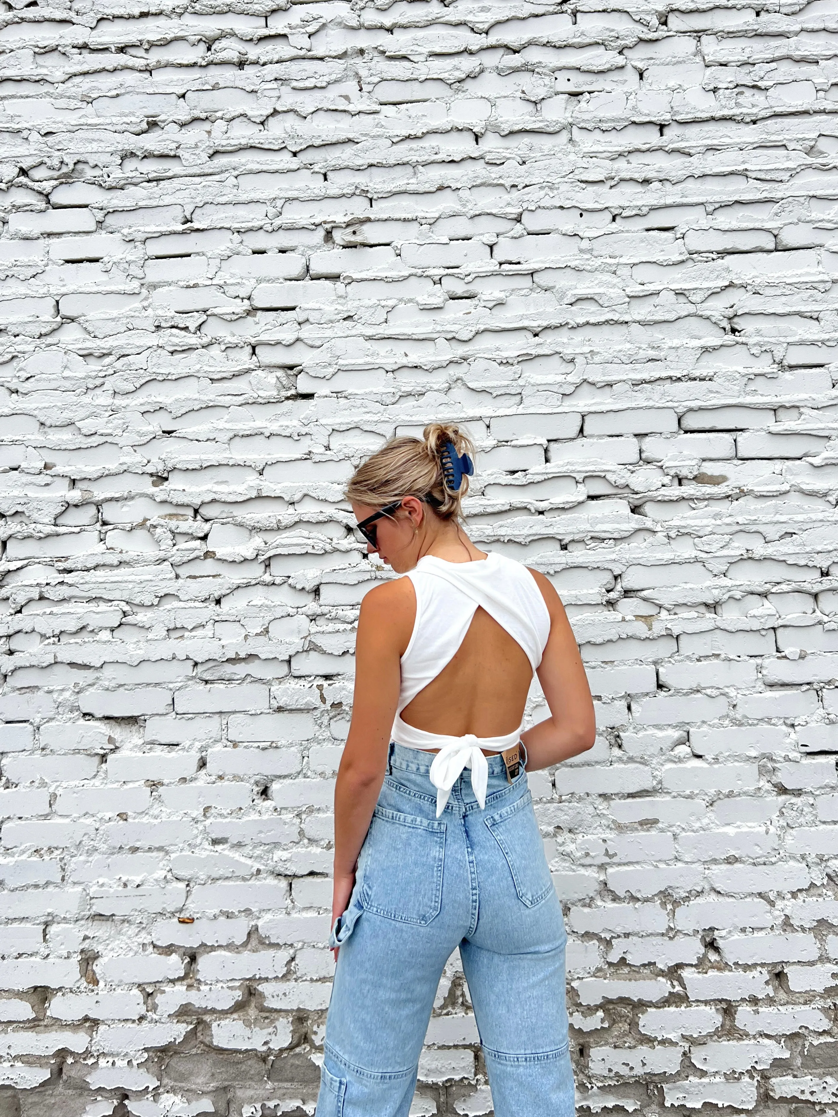 Kaya Open Back Top | White