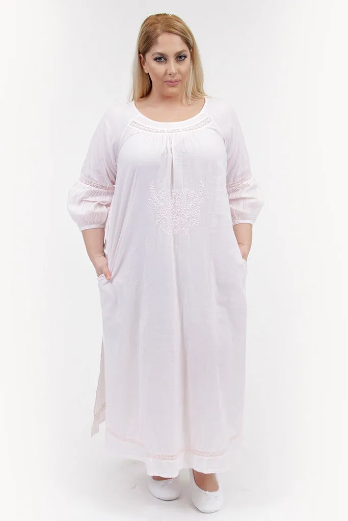 La Cera Plus Size Embroidered Night Gown