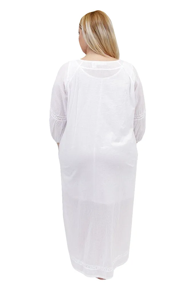 La Cera Plus Size Embroidered Night Gown