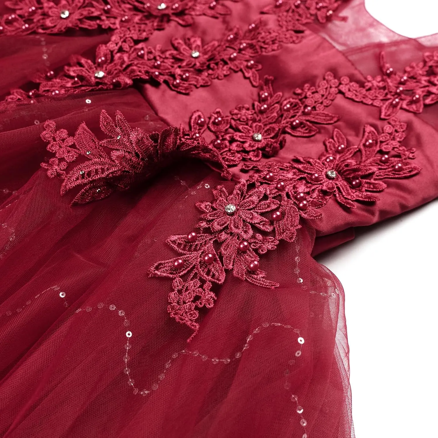 LOLANTA Flower Girl Dress for Wedding Kids Tulle Princess Long Dresses Father Daughter Dance Girls Vestidos Lace Embroidery