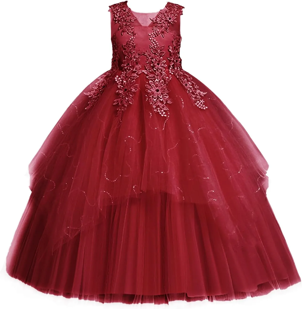 LOLANTA Flower Girl Dress for Wedding Kids Tulle Princess Long Dresses Father Daughter Dance Girls Vestidos Lace Embroidery
