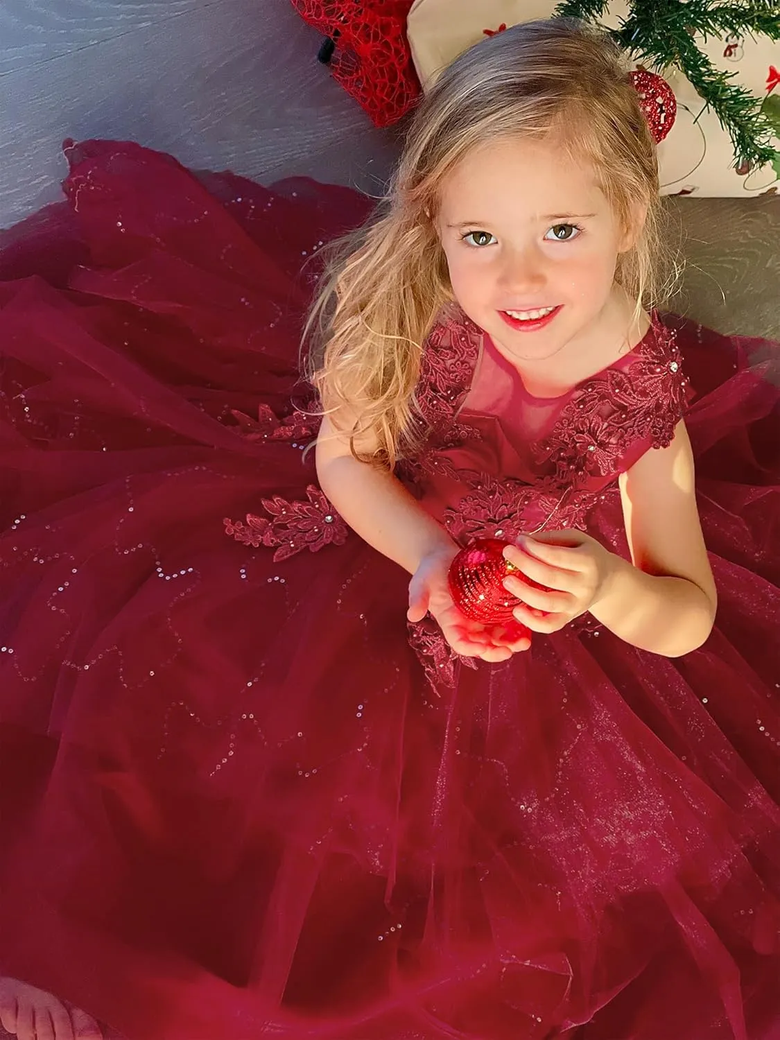 LOLANTA Flower Girl Dress for Wedding Kids Tulle Princess Long Dresses Father Daughter Dance Girls Vestidos Lace Embroidery