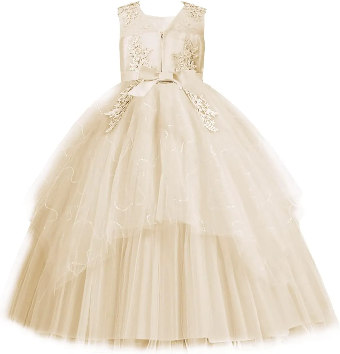 LOLANTA Flower Girl Dress for Wedding Kids Tulle Princess Long Dresses Father Daughter Dance Girls Vestidos Lace Embroidery