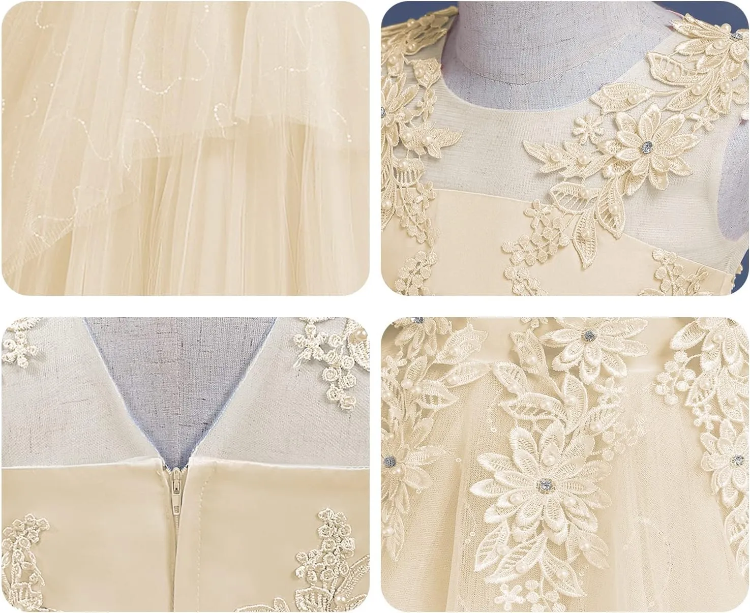 LOLANTA Flower Girl Dress for Wedding Kids Tulle Princess Long Dresses Father Daughter Dance Girls Vestidos Lace Embroidery