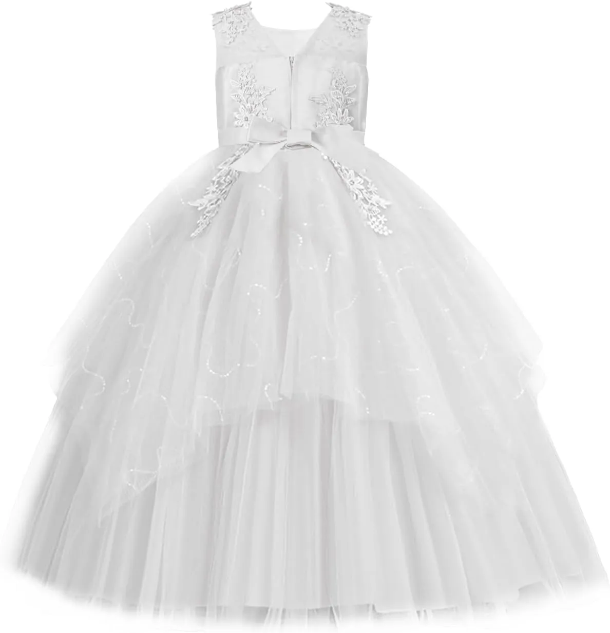 LOLANTA Flower Girl Dress for Wedding Kids Tulle Princess Long Dresses Father Daughter Dance Girls Vestidos Lace Embroidery