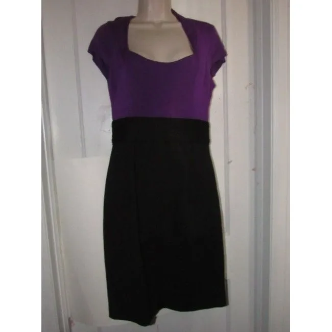 Max And Cleo Purple Black Color Block Mid Length Dress