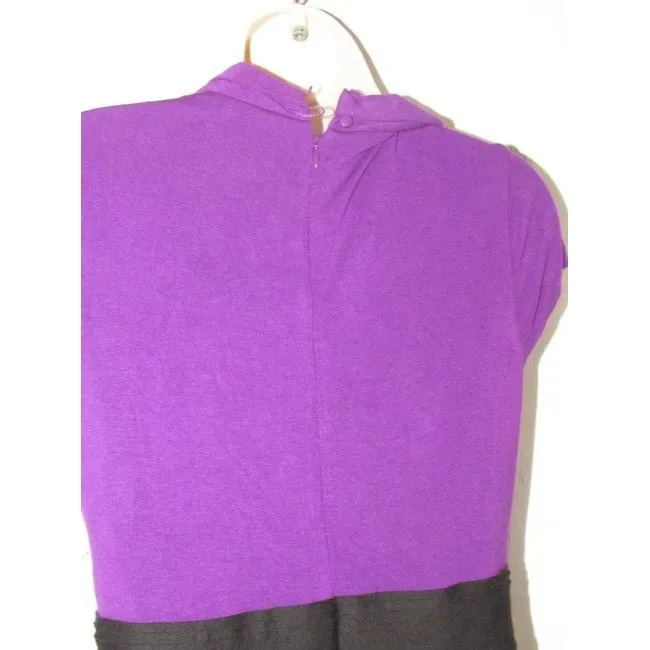 Max And Cleo Purple Black Color Block Mid Length Dress
