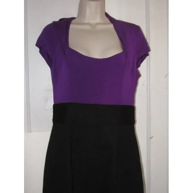 Max And Cleo Purple Black Color Block Mid Length Dress