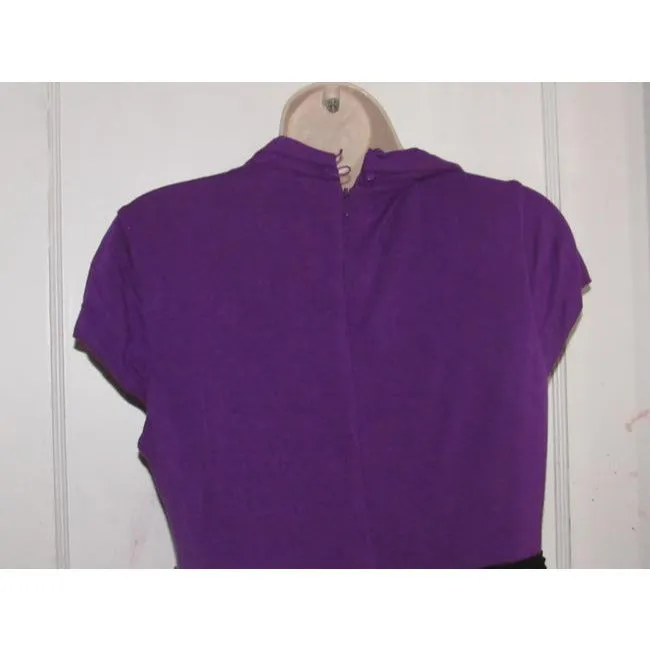 Max And Cleo Purple Black Color Block Mid Length Dress