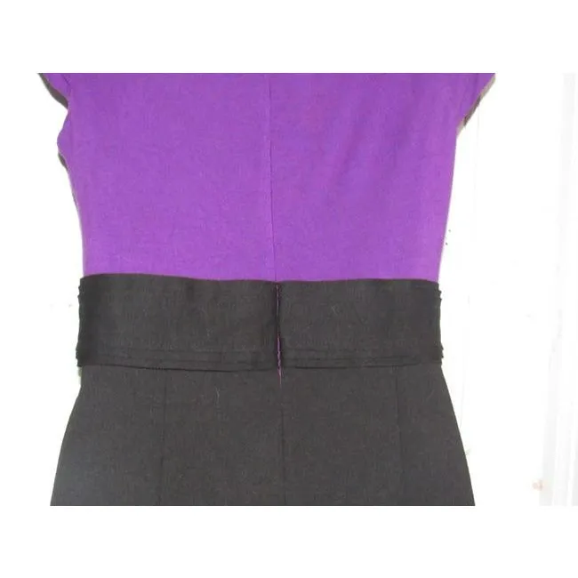 Max And Cleo Purple Black Color Block Mid Length Dress