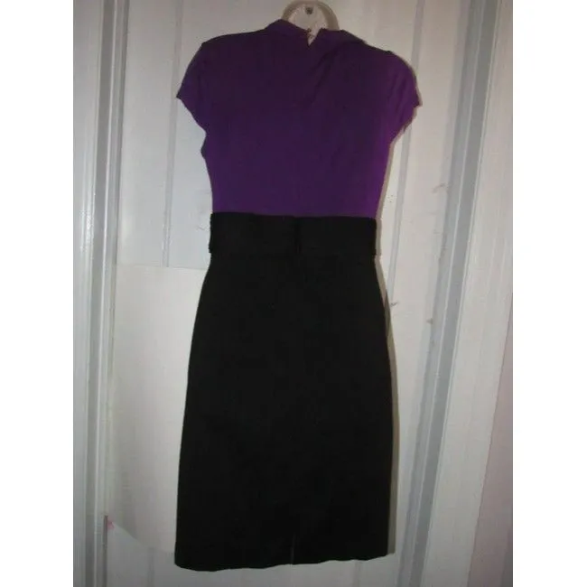 Max And Cleo Purple Black Color Block Mid Length Dress