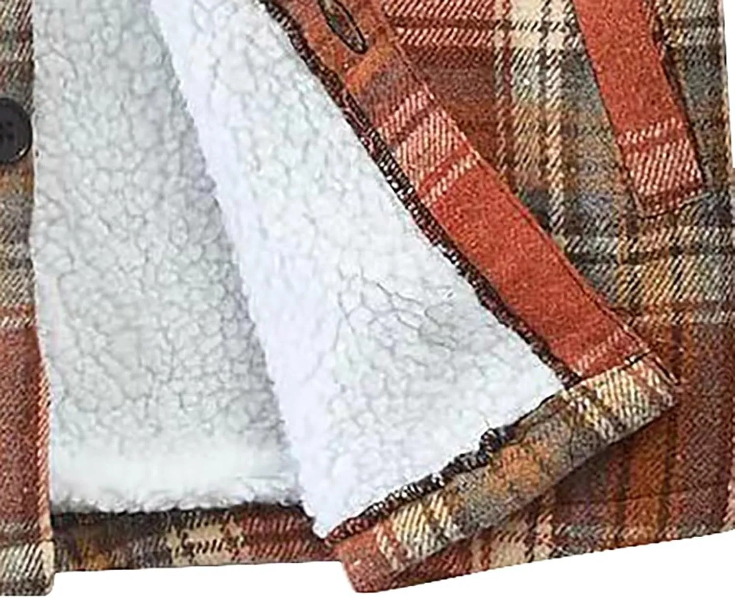Men's Cotton Flannel Shirt Jacket Sherpa Fleece Lined Long Sleeve Plaid Shirt for Men Winter Thermal Berber Jackets