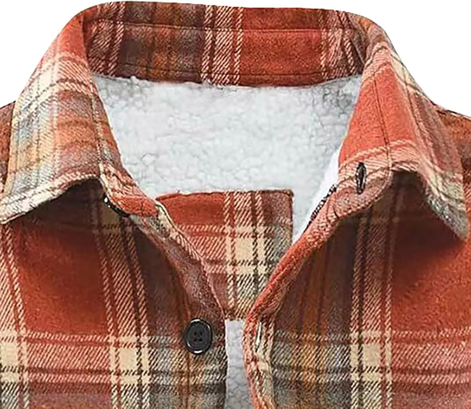 Men's Cotton Flannel Shirt Jacket Sherpa Fleece Lined Long Sleeve Plaid Shirt for Men Winter Thermal Berber Jackets