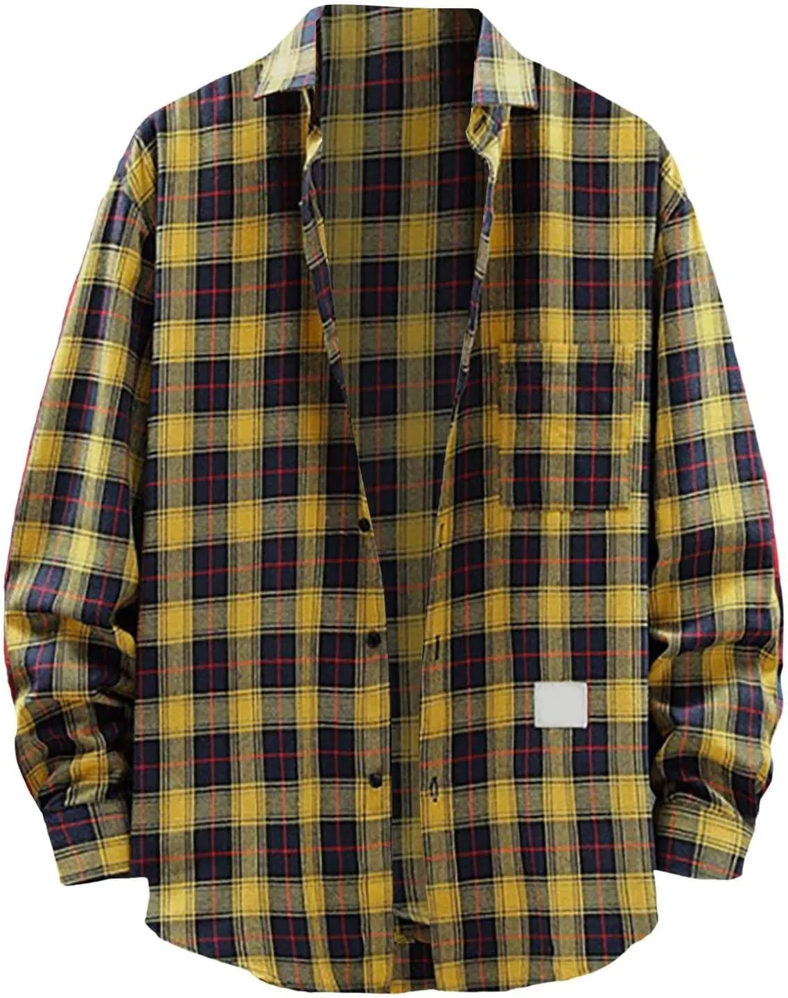 Mens Flannel Shirts Long Sleeve Button Down Plaid Overshirt Jacket For Men Caual Office Work Pearl Snap Shirts