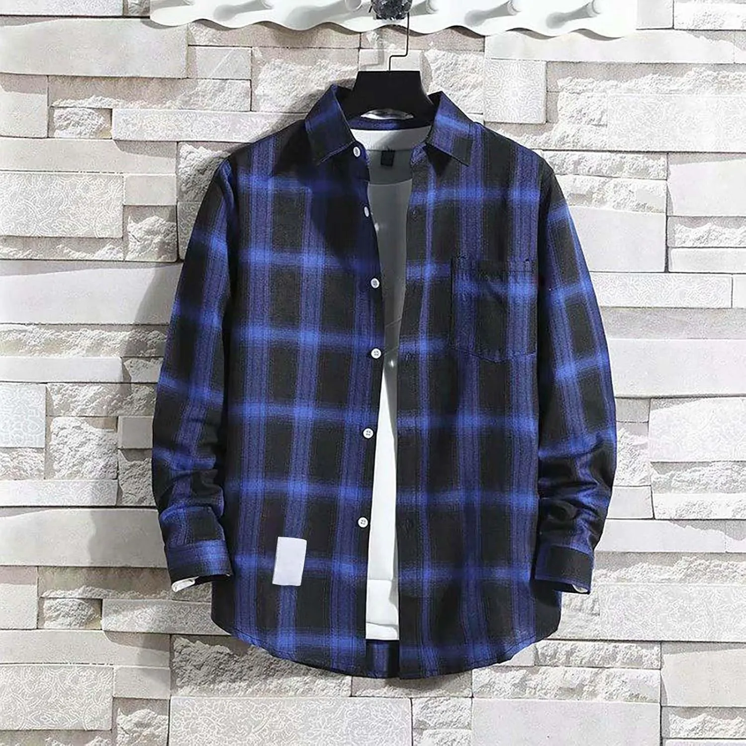 Men's Fleece Lined Flannel Shirt Jacket Sleeve Shirt Tops Men's Cardigan Men Plus Size Big&Tall Mens Coat with Hood